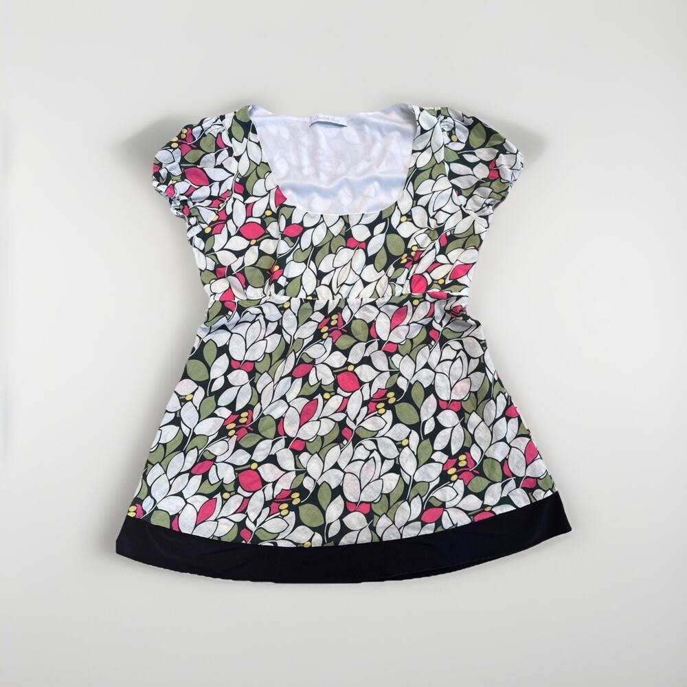 Charlotte Russe L Babydoll Top 90’s Y2K Floral Vintage Cotton Made In‎ The USA